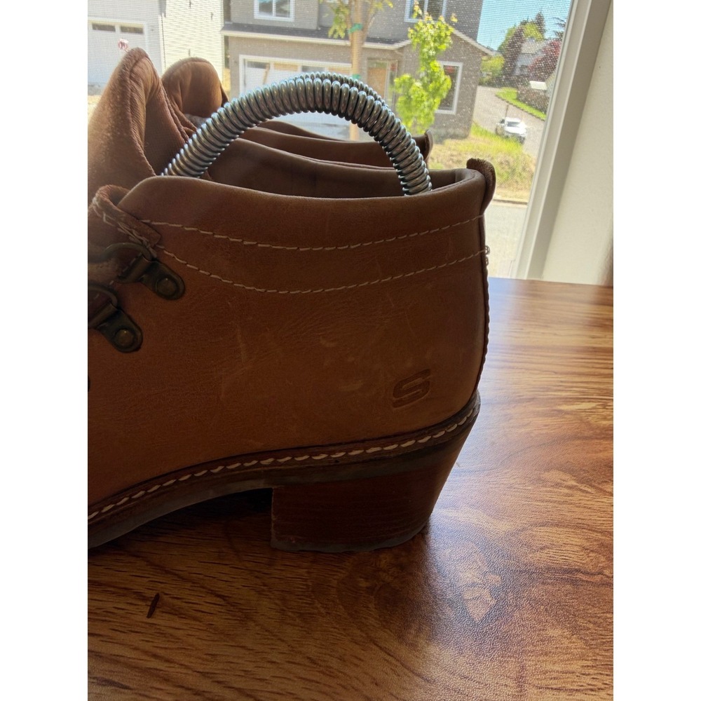 Rare Sketchers Brown Leather Chunky Heel y2k Boots Sz 8.5 - Picture 11 of 11